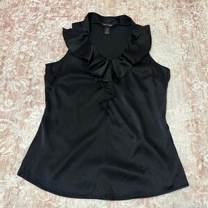 Real Silk 🖤 WHBM Ruffle Black Blouse
